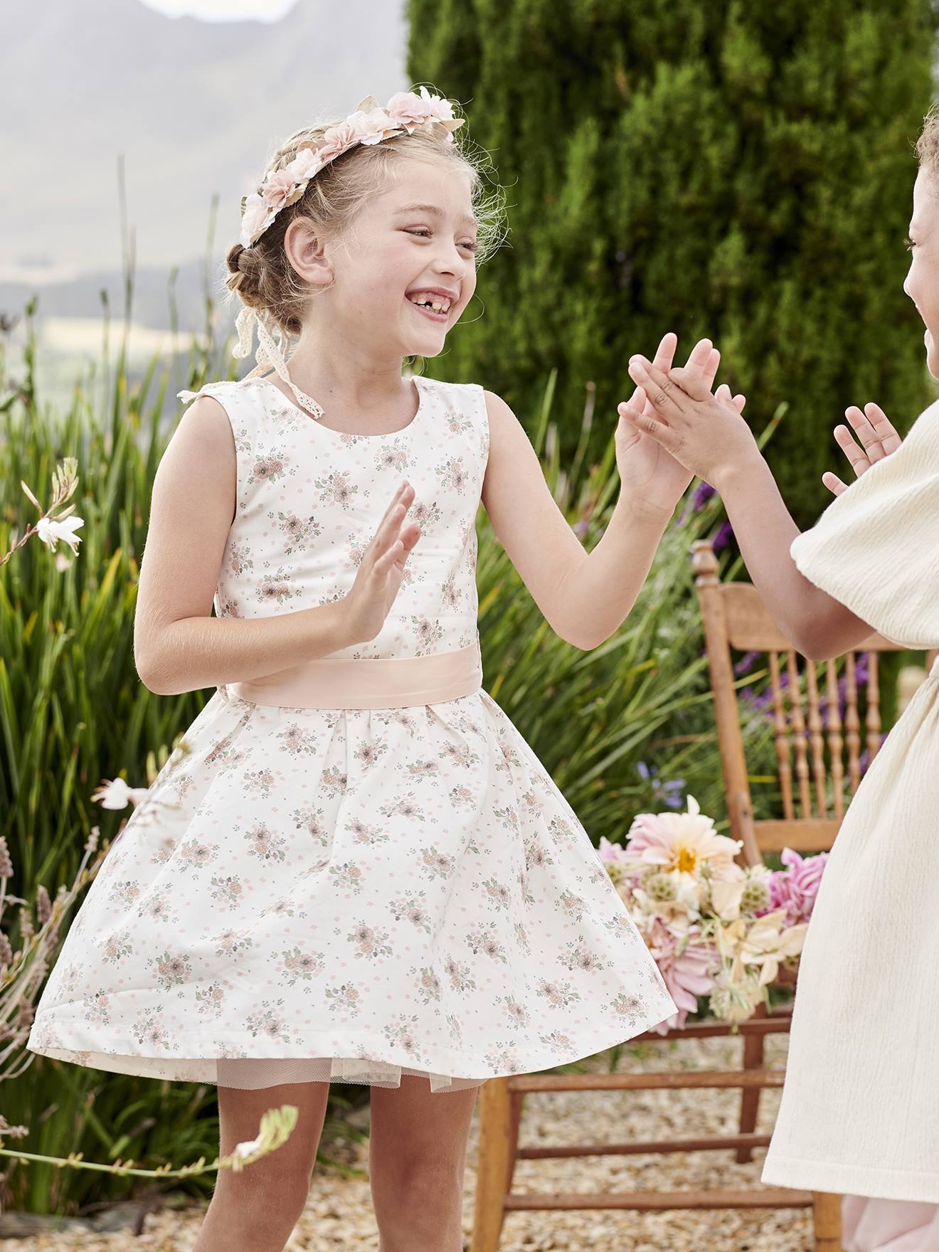 Vertbaudet Mädchen Festkleid - wollweiß