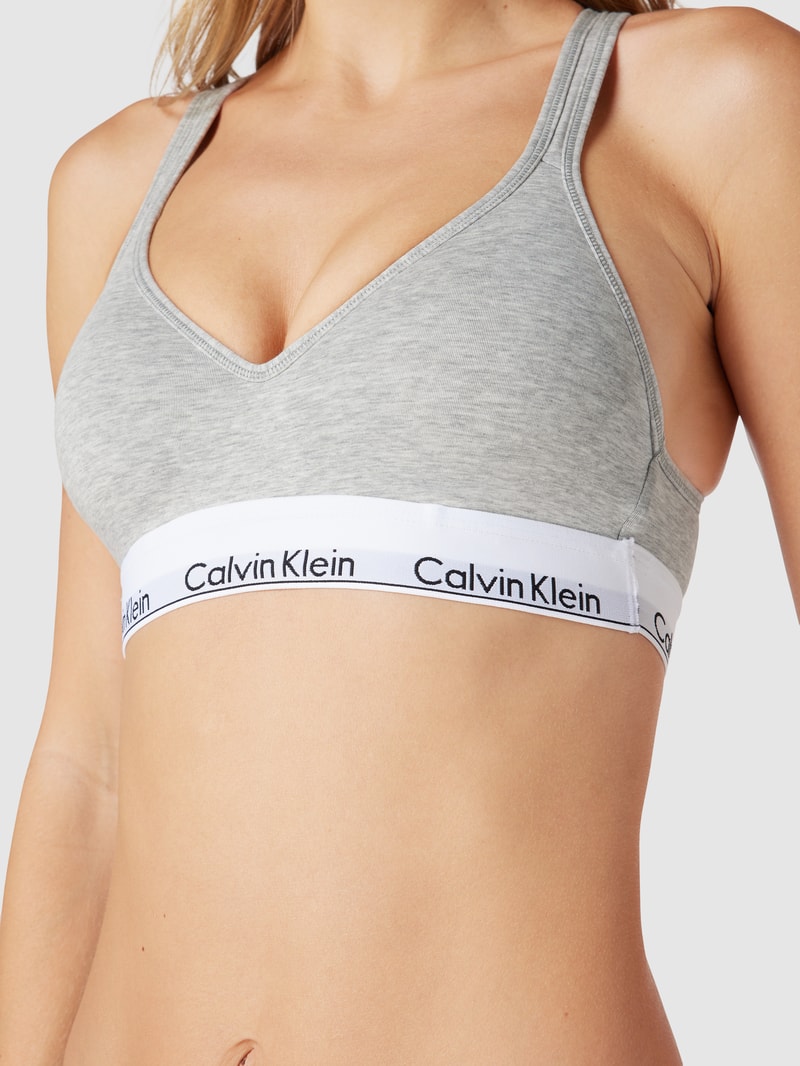 Bralette mit Logo-Bund in hellgrau meliert