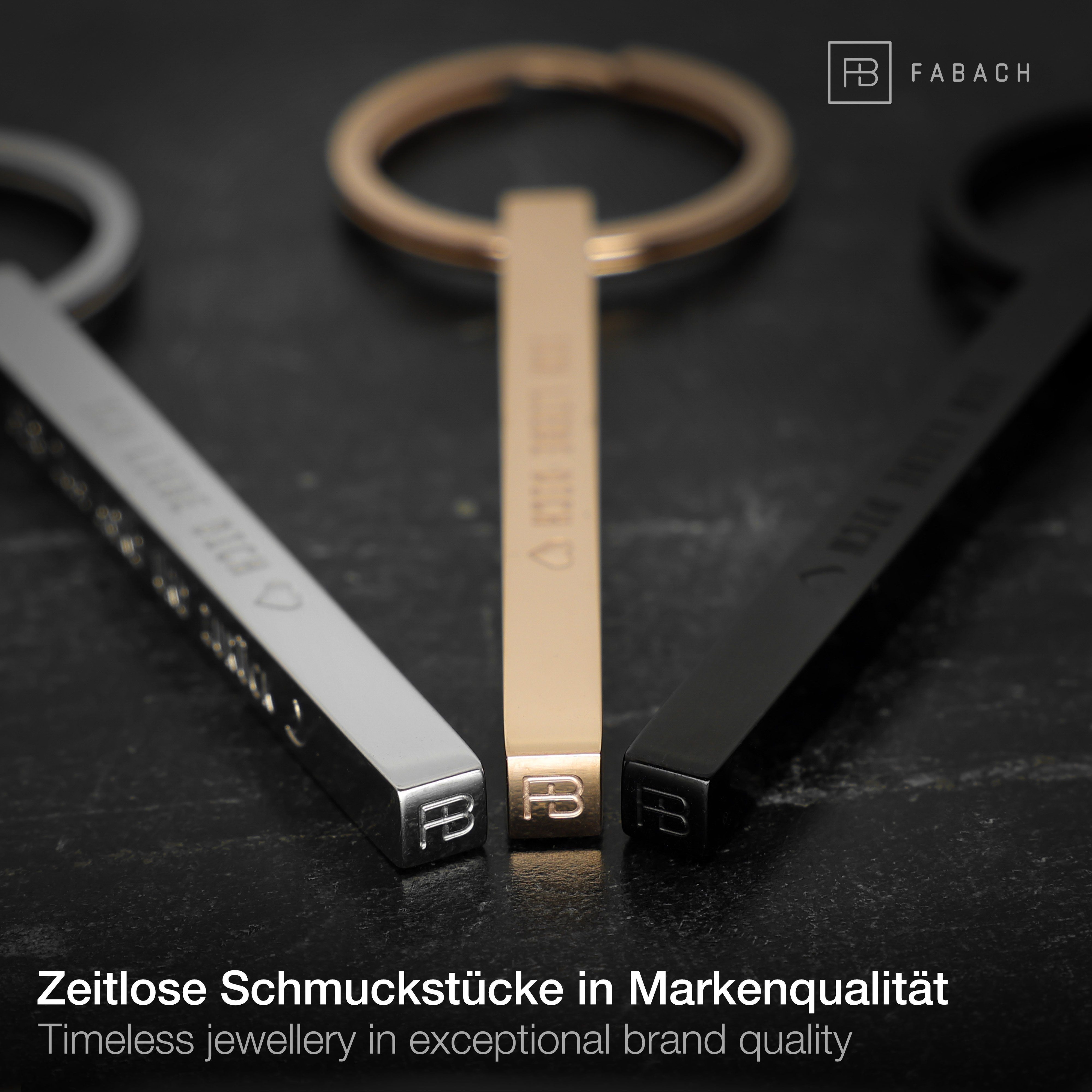FABACH Schlüsselanhänger Cuboid aus Edelstahl mit Botschaft- Ich liebe dich bis zum Mond