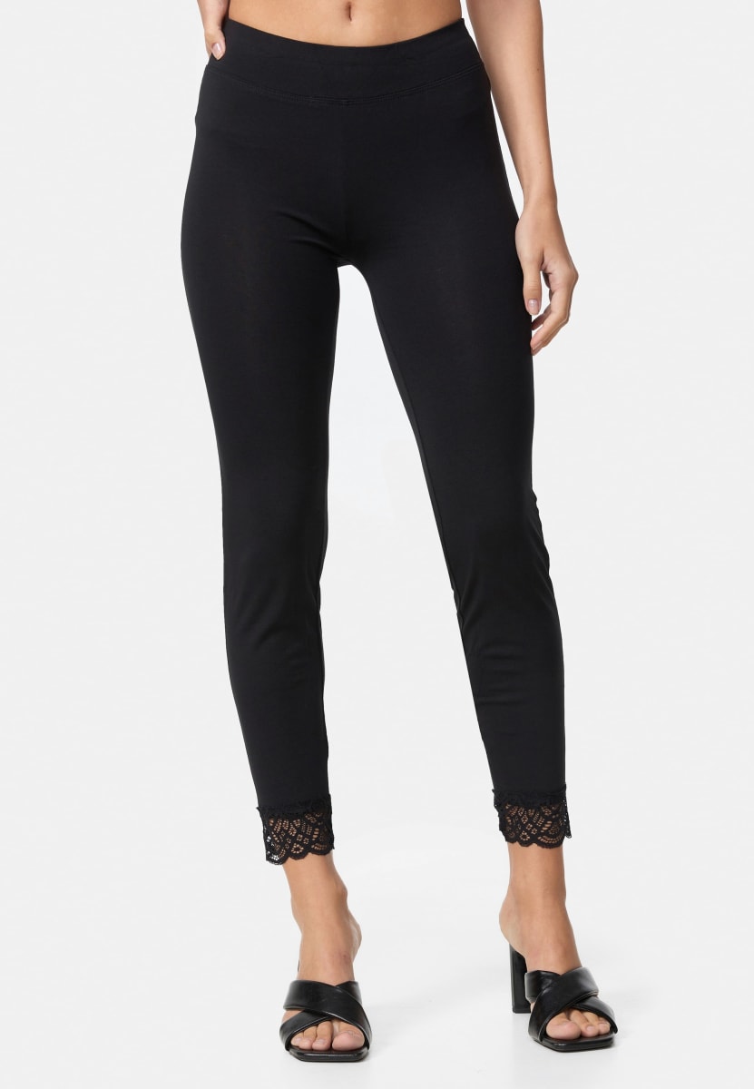 Leggings mit Spitzenborte schwarz Gr. 40/44, 1 St
