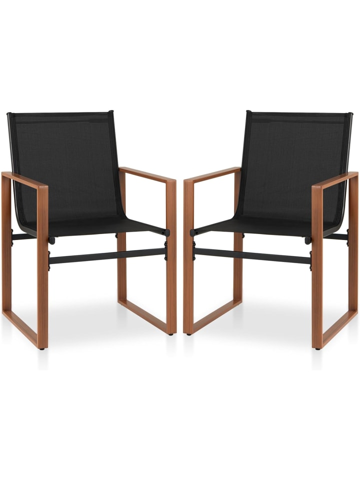 COSTWAY 2er Set Gartenstühle in Schwarz günstig kaufen onesize