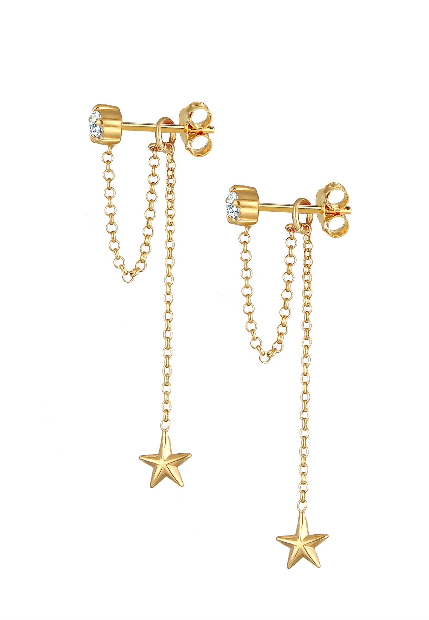 Pendientes de botón con colgante de estrella Elli para mujer con cristal en plata de ley 925