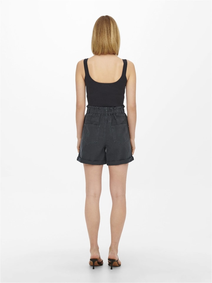 JACQUELINE de YONG Lässige Jeans Shorts Kurze Paperbag Bermuda Hose in Grau günstig kaufen