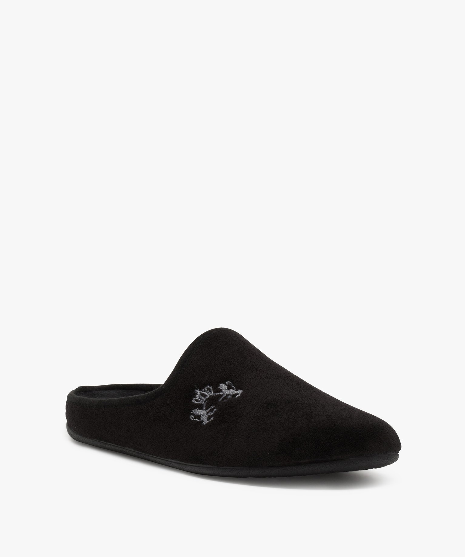 Chaussons homme en forme de slippers unis avec broderie | GEMO