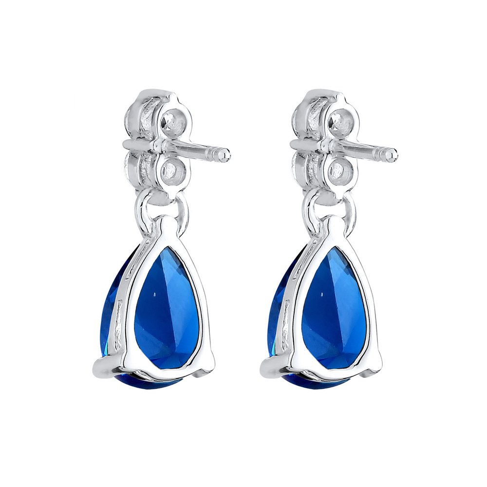 Elli Elli Boucles d'Oreilles Femmes Goutte avec Cristaux de Zirconium et Saphir Synthé Boucles d'oreilles