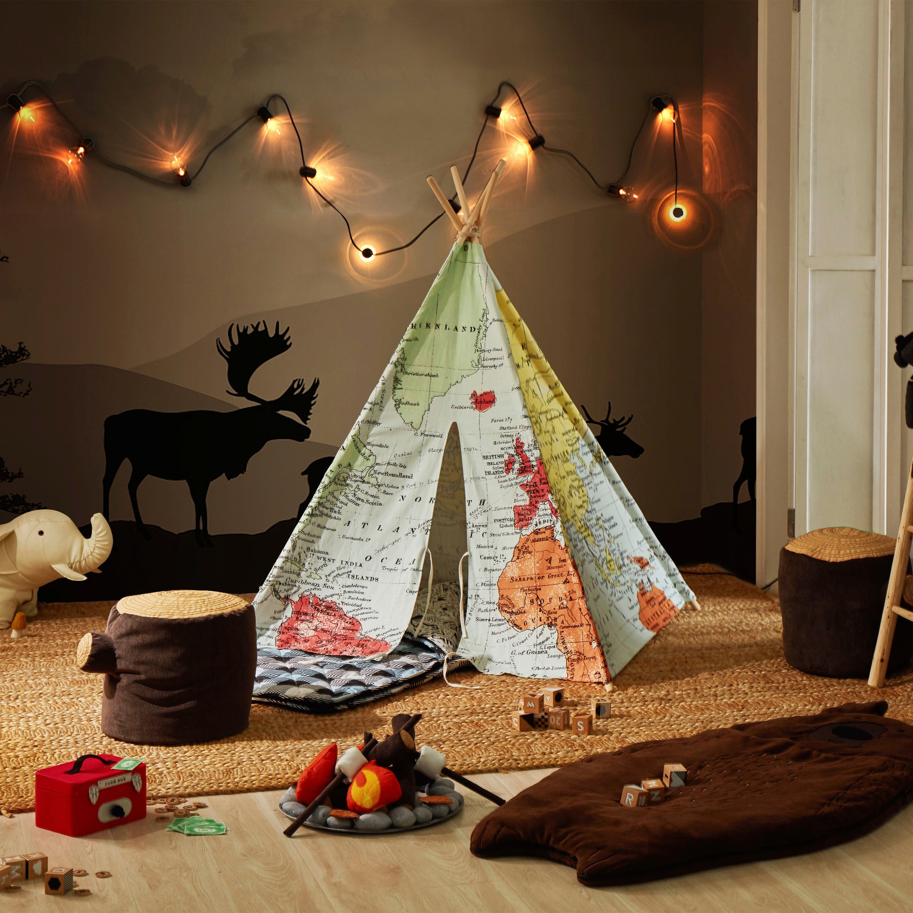 Sunny Tipi-Zelt Weltkarte