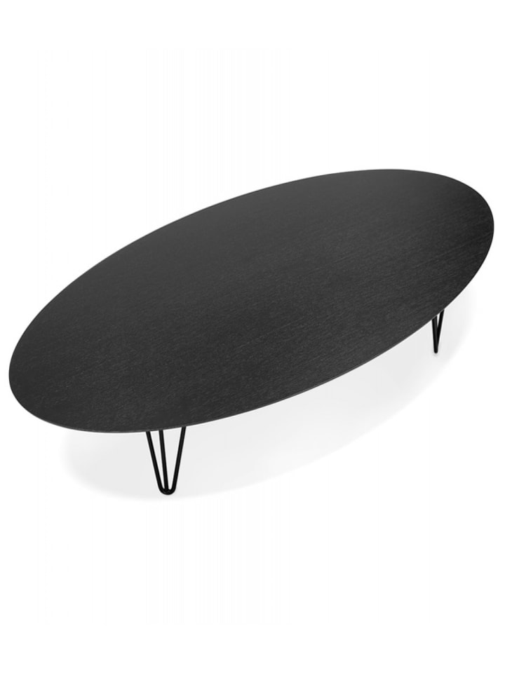 KADIMA DESIGN Salon Couchtisch Oval Esche Schwarz Metall | Modern Elegant in Schwarz günstig kaufen onesize