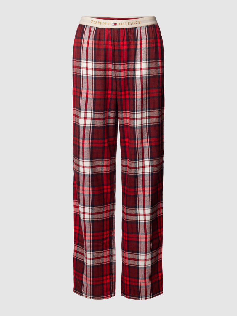 Pyjama-Hose mit Tartan-Karo in bordeaux rot
