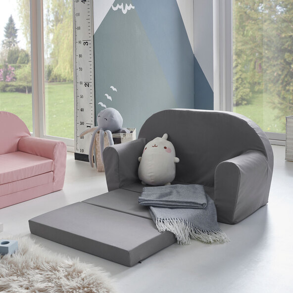 Kindersofa ausklappbar, grau