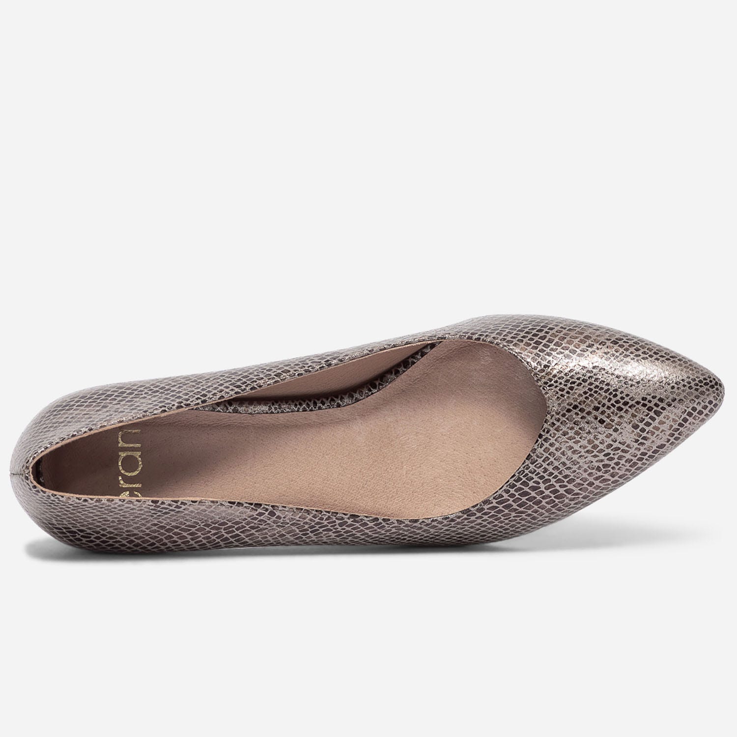 Escarpin taupe effet python métallisé à bout pointu