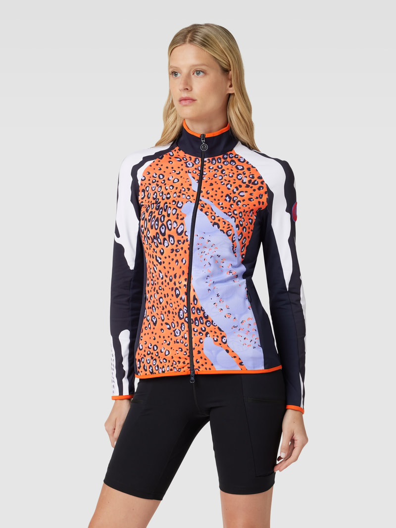 Sweatjacke mit Allover-Muster in marineblau