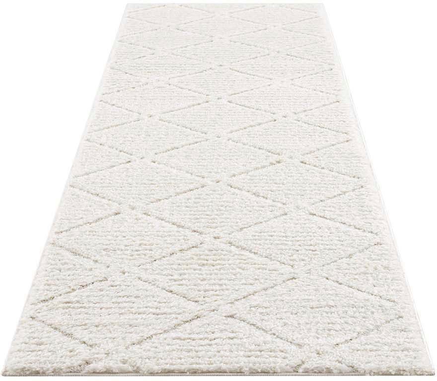 Hochflor-Läufer Tammo, Home affaire, rechteckig, Höhe: 20 mm, weich, uni Farben, Rauten-Optik, Hoch Tief Struktur