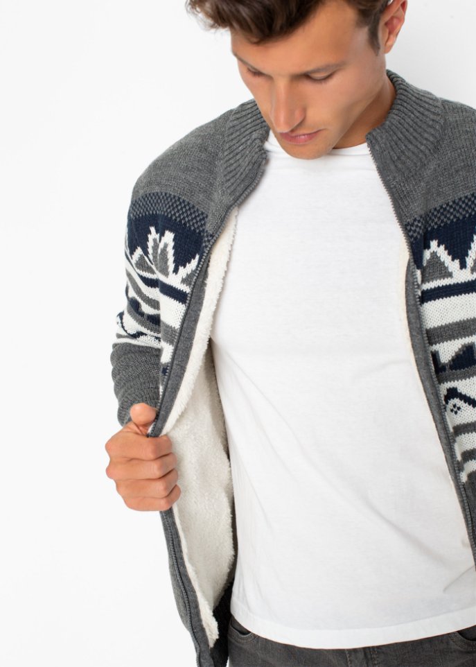 Norweger-Strickjacke mit Fleecefutter