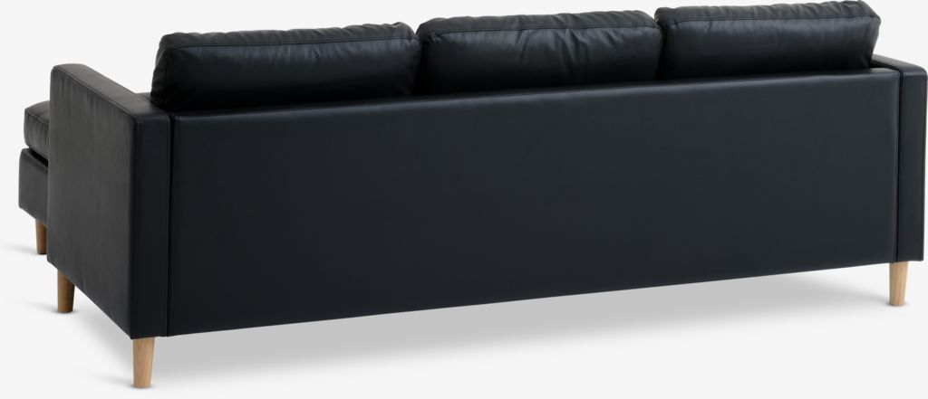 FALSLEV Sofa z szezlongiem FALSLEV czarna imitacja skóry