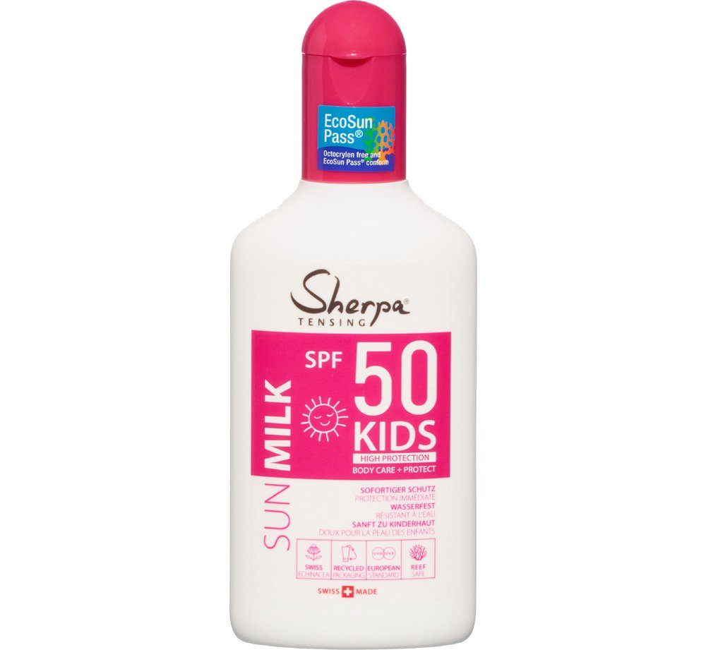 Sherpa Tensing Sonnenschutzcreme 2x175ml Für Kinder SPF 50, 2-tlg., Wasserfest, UVA/UVB Filtersystem, Spendet Feuchtigkeit, Vegan