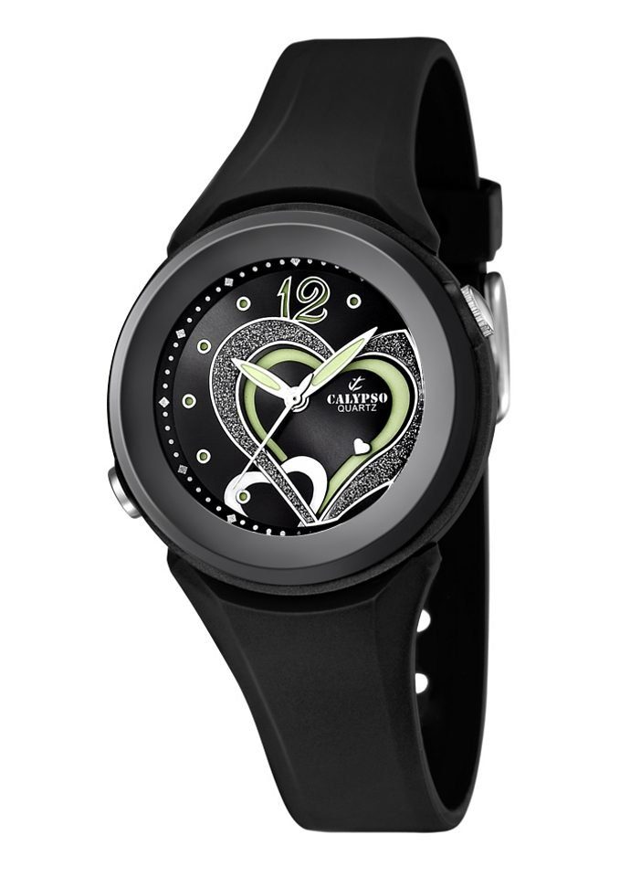 CALYPSO WATCHES Quarzuhr K5576/6, 3 Zeiger davon 2 Leuchtzeiger, mit Herzmotiv
