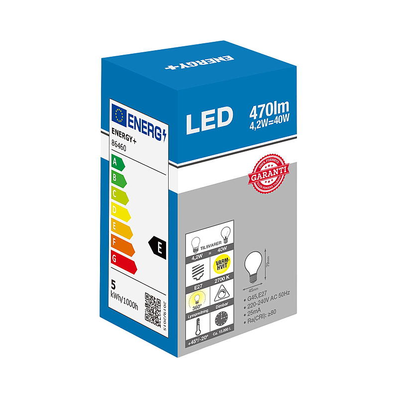 Energy Lyspære LED 470 lm Dim globe matt E27 G45 E