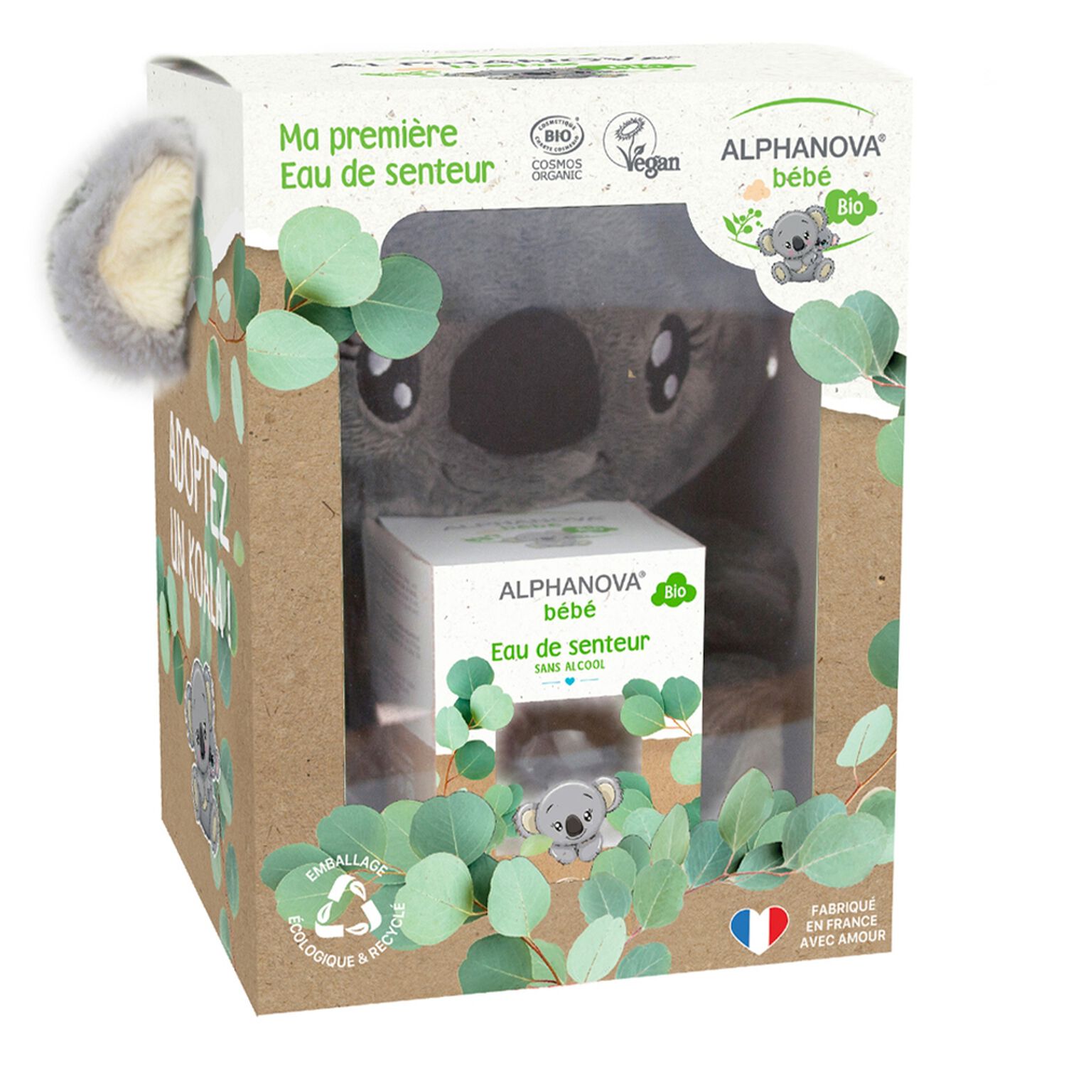 Alphanova Bébé Coffret Eau de Senteur Bio 50 ml + Peluche Holly le Koala