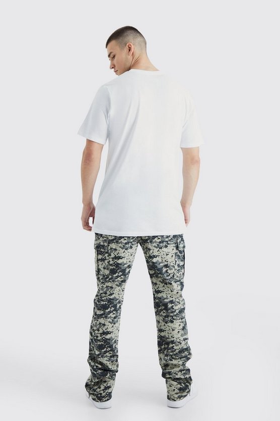 Tall Slim-Fit Camouflage Cargohose mit Druckknöpfen