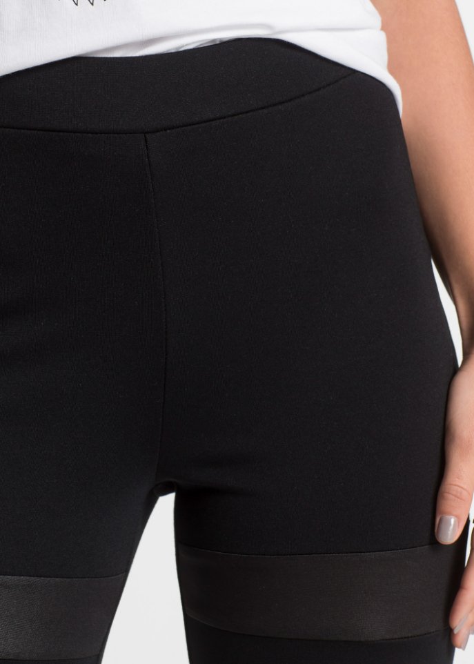 Leggings mit Lederimitat-Einsätzen