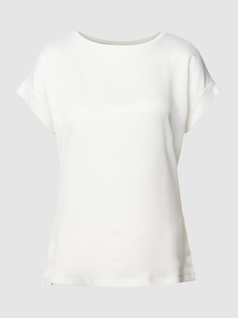 T-Shirt in Satin-Optik in offwhite