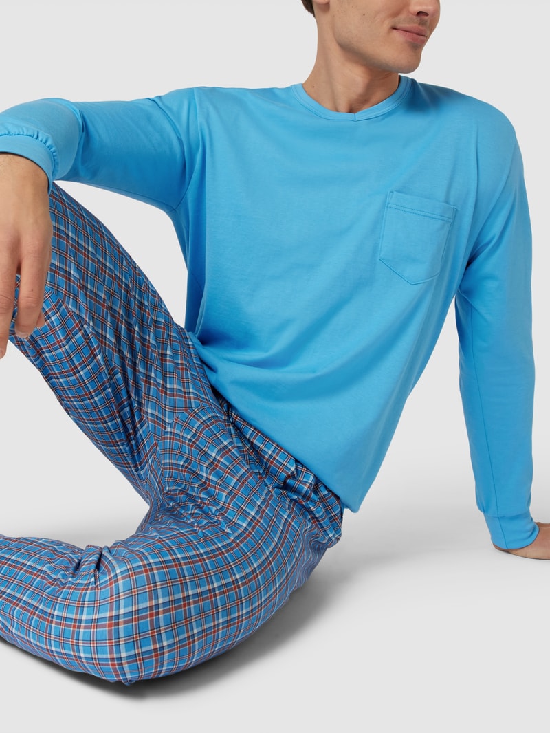 Pyjama mit Karomuster Modell 'RELAX' in türkis