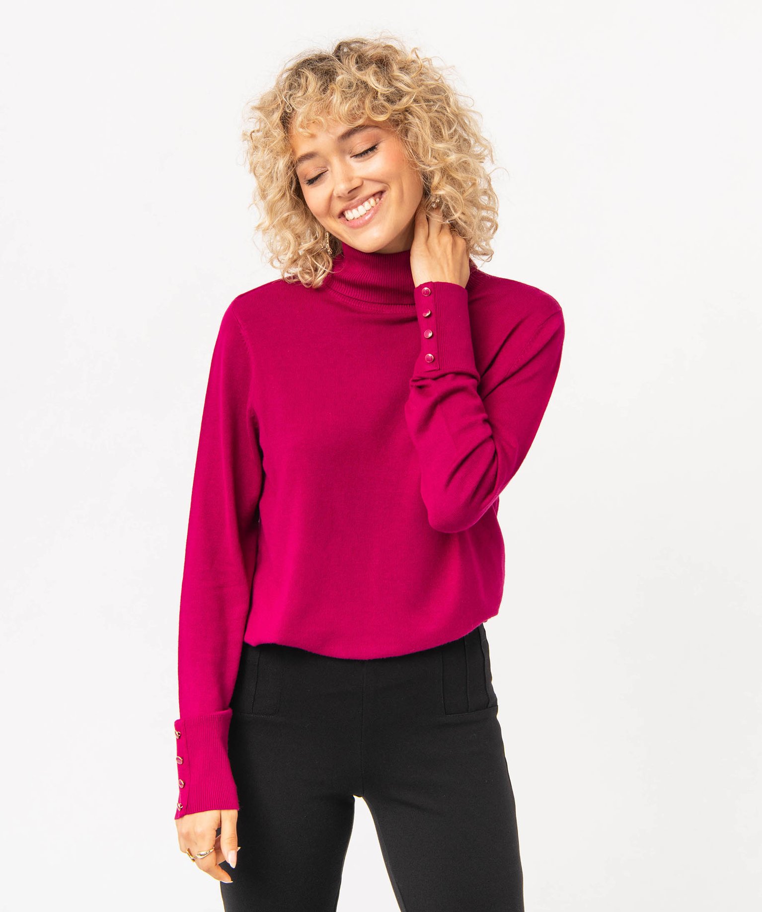 Pull à col roulé en maille fine femme violet | GEMO