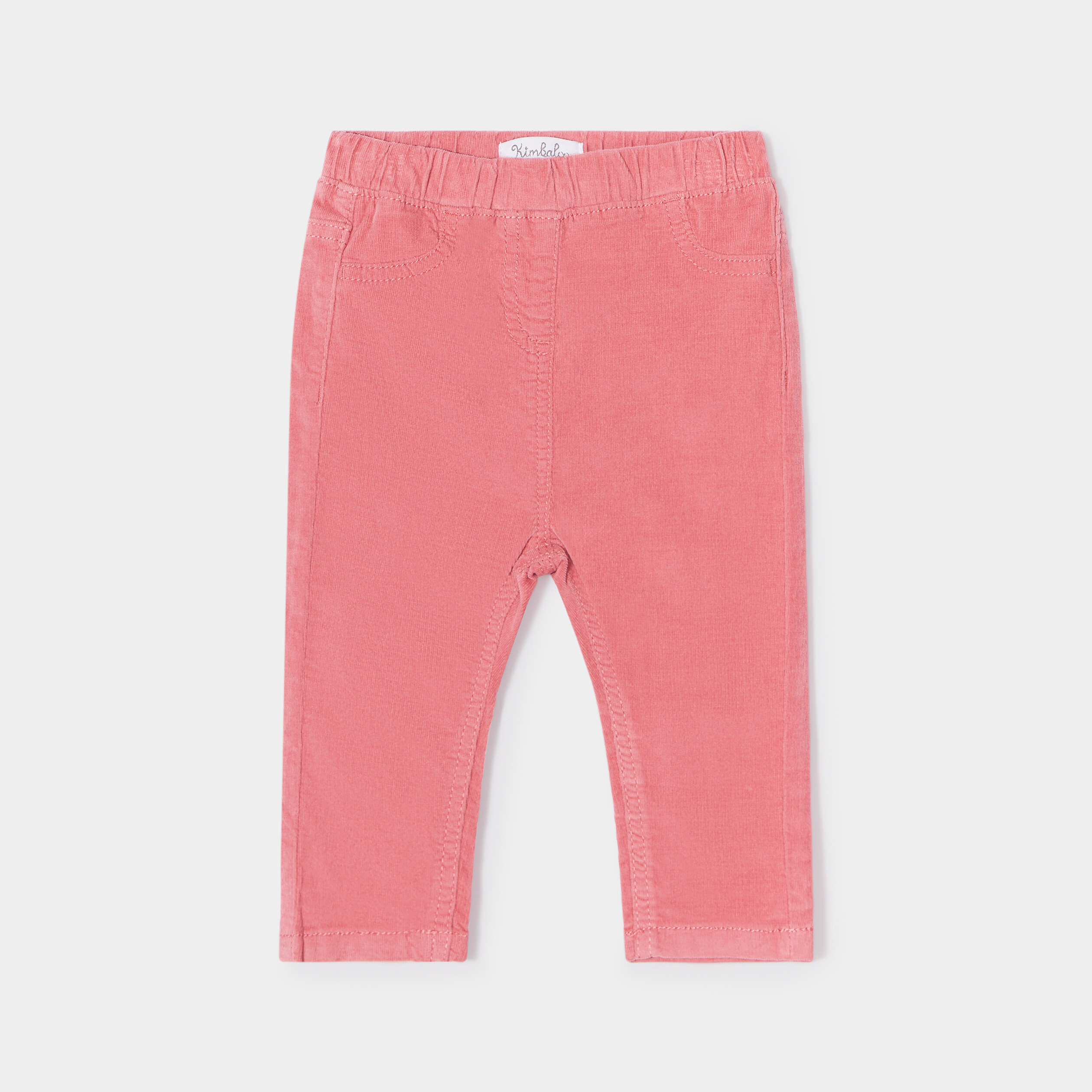 Pantalon velours côtelé coton vieux rose bébé fille | La Halle
