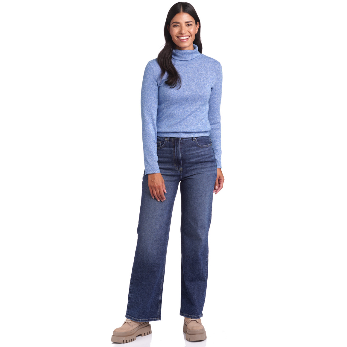 Damen Rollkragenshirt meliert