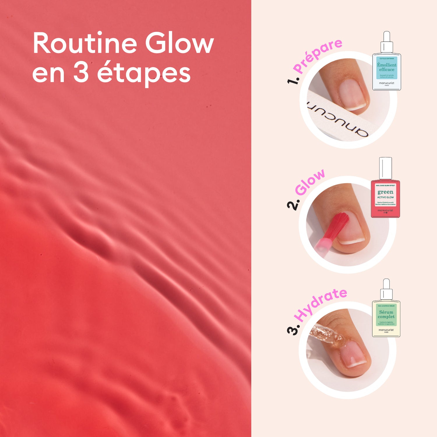 Komplet za sijajno manikuro - Active™ Glow Raspberry