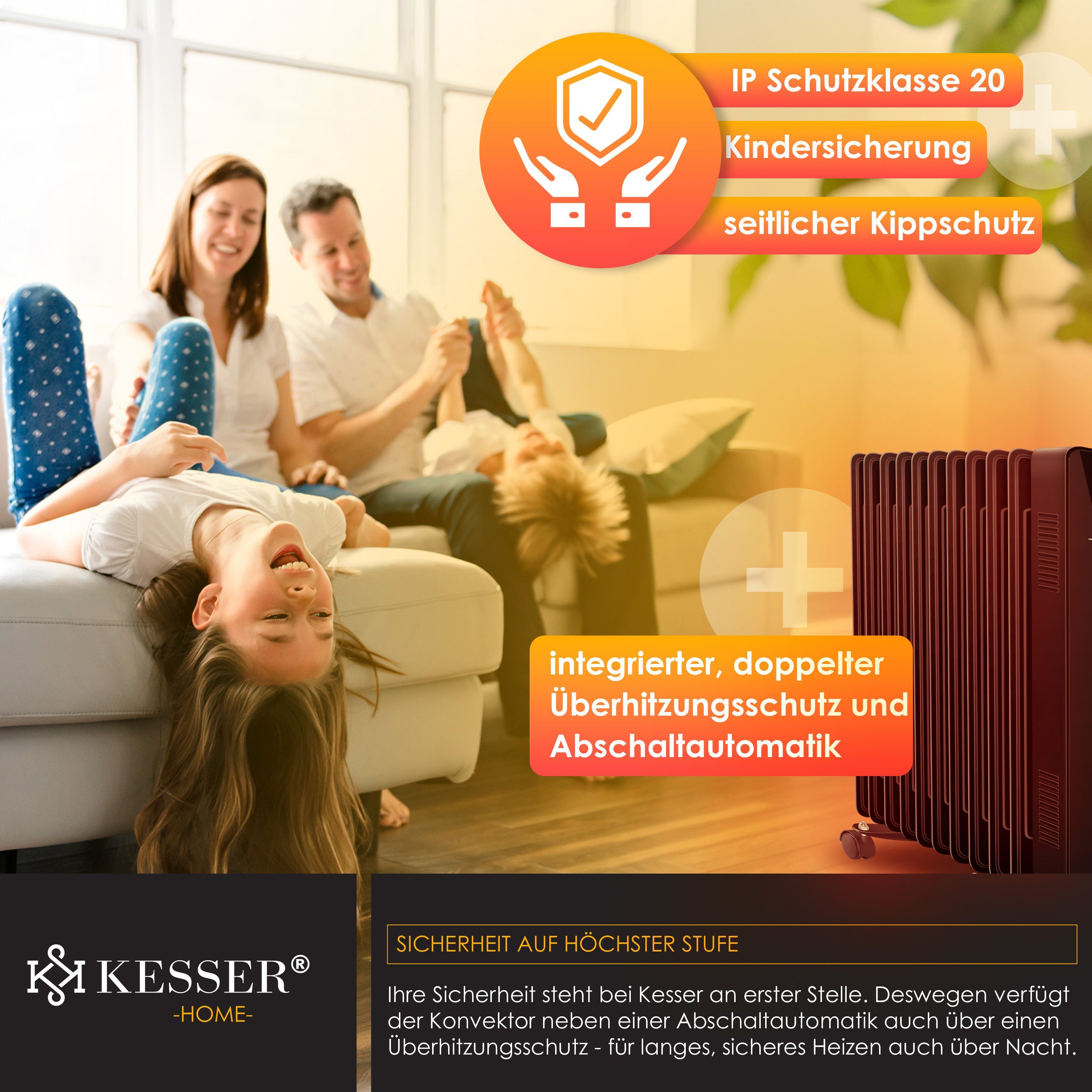 KESSER Heizkörper, Ölradiator 2500W Elektrische Heizung Heizkörper Elektroheizung
