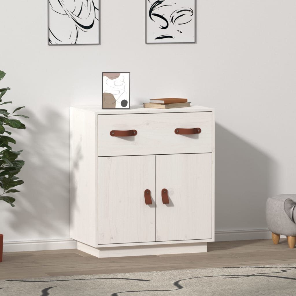 vidaXL Sideboard Sideboard Weiß 65,5x40x75 cm Massivholz Kiefer (1 St)