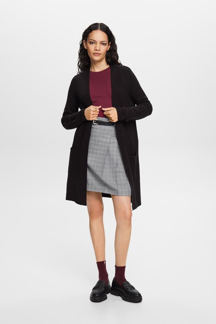 Langer, offener Cardigan aus Wollmix