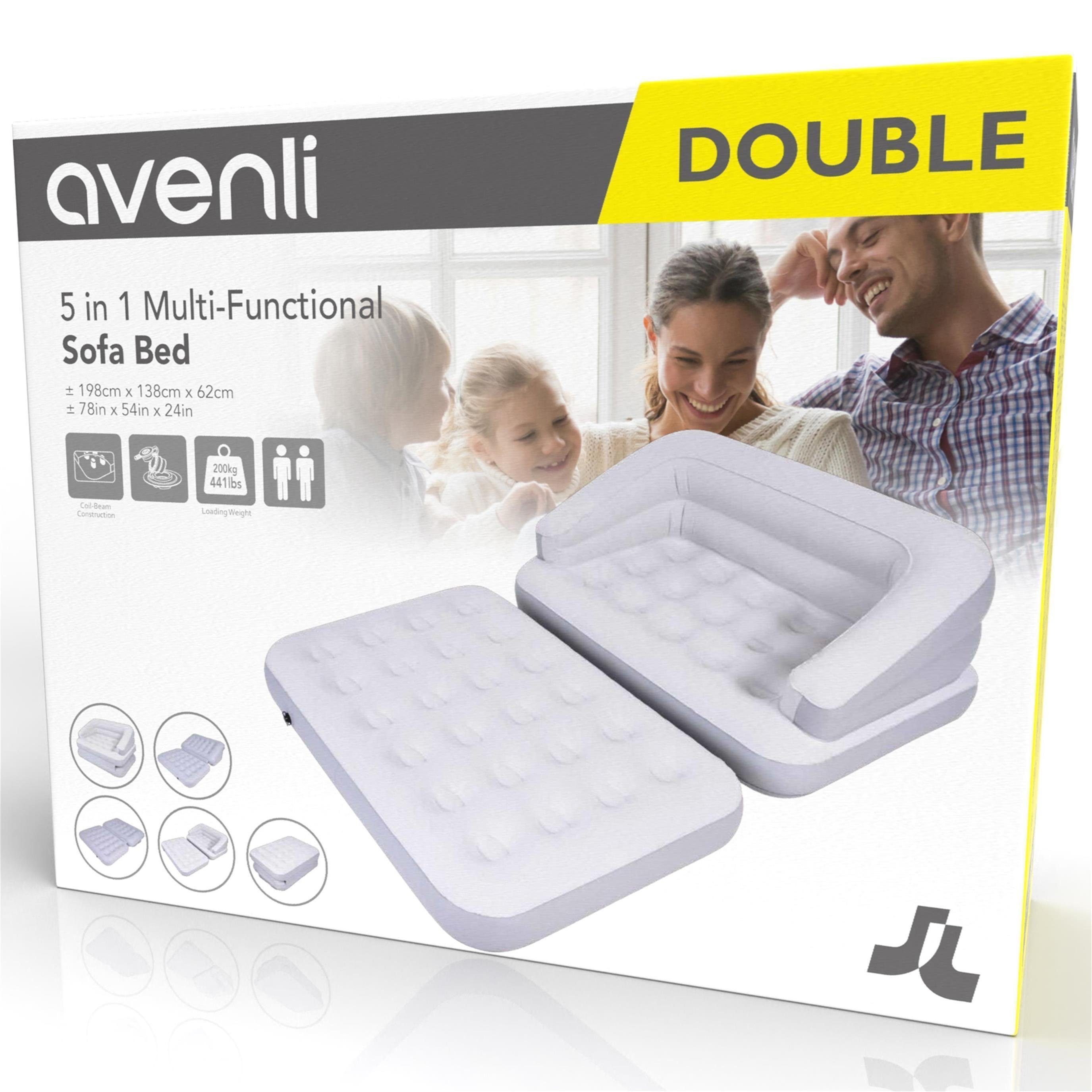 Avenli Luftsofa aufblasbares Sofa 198 x 138 x 62 cm, (Einzelpack), wandelbar zum Doppel Luftbett aufblasbar, weiß-grau
