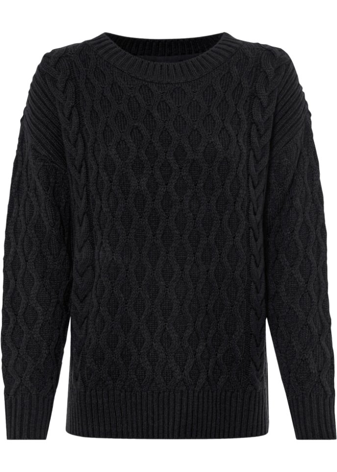 Strickpullover mit Zopfmuster