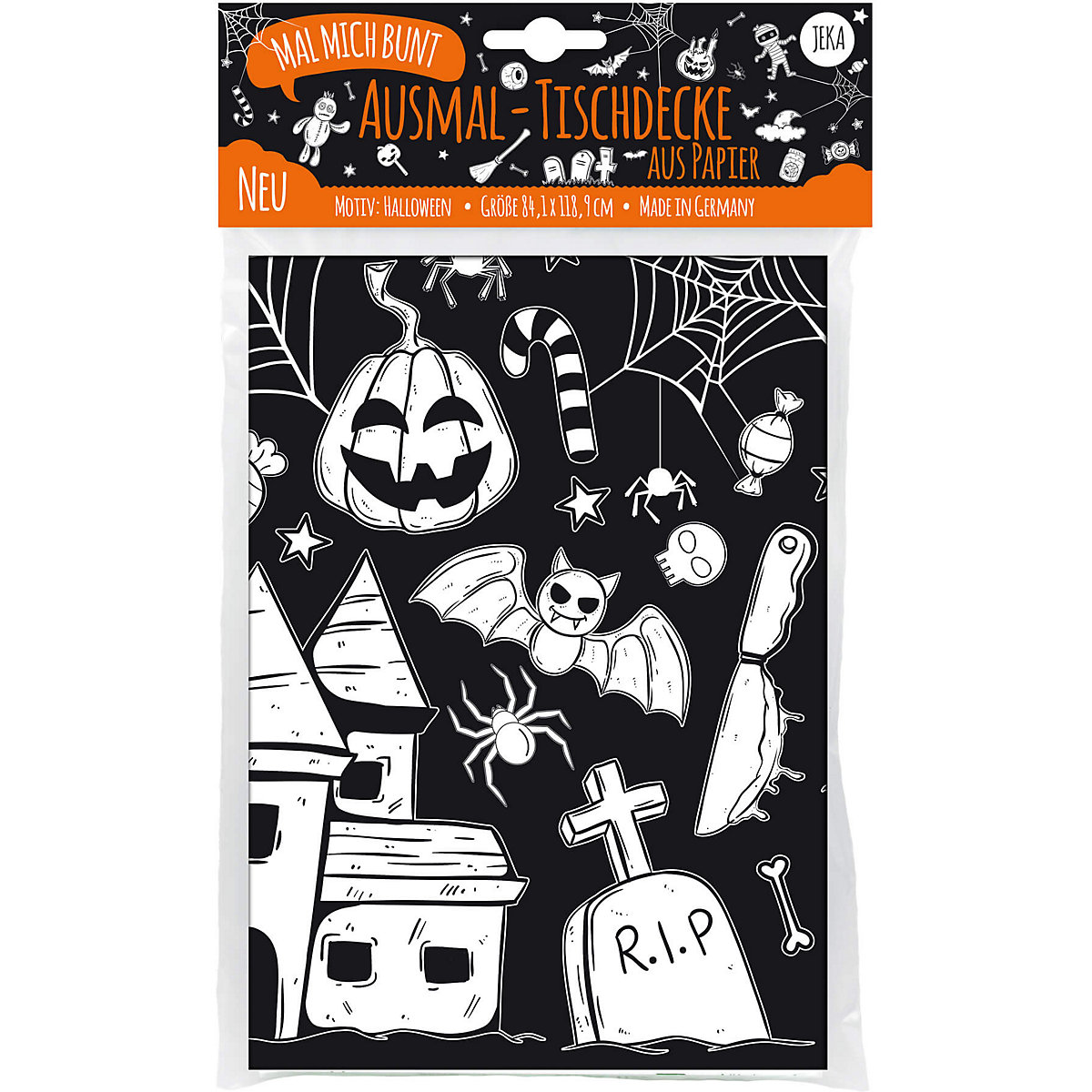 Mal Mich Bunt Ausmal-Tischdecke aus Papier, Motiv Halloween, 84,1x118,9cm