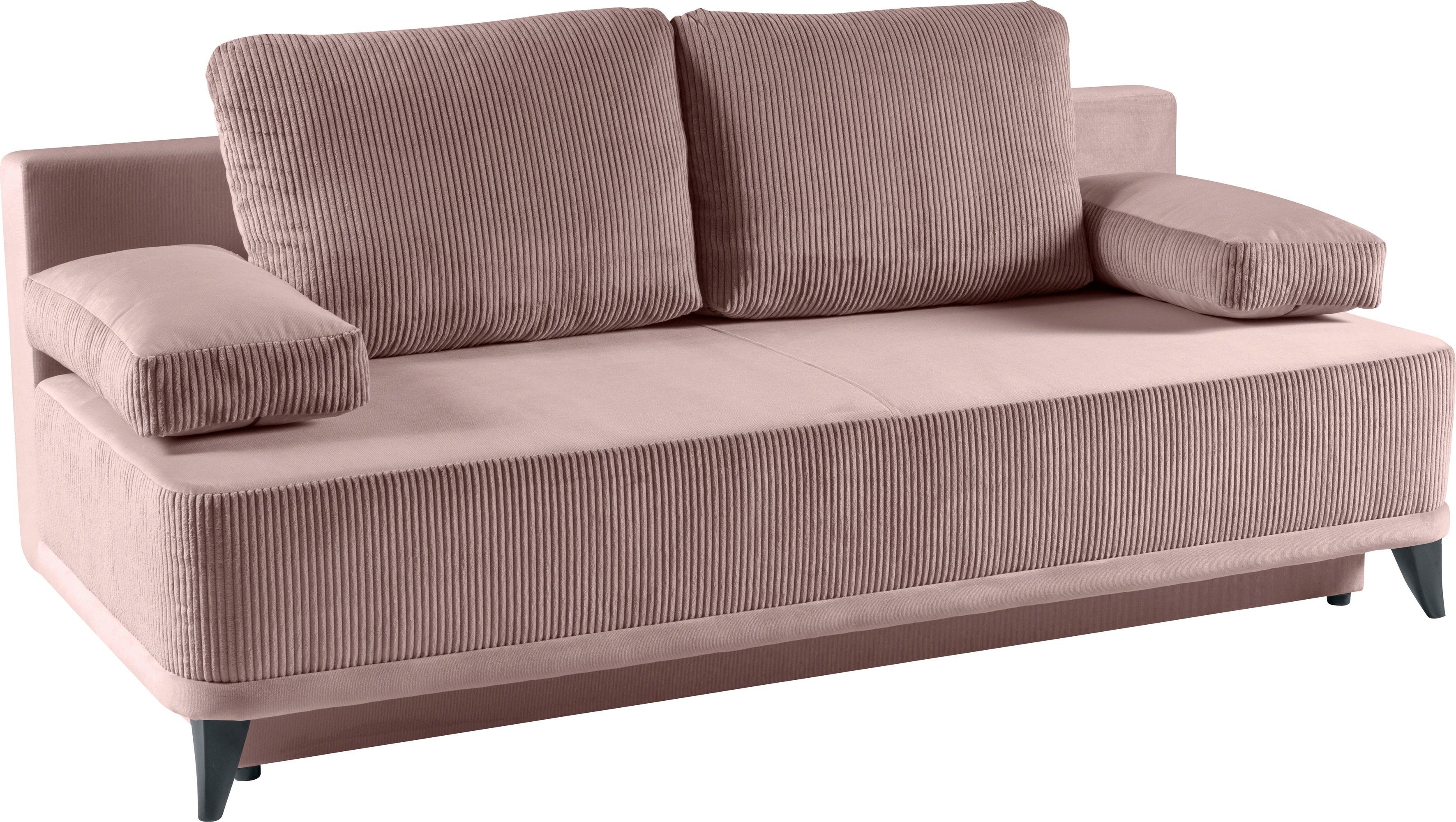 WERK2 Schlafsofa Rosso, 2-Sitzer Sofa und Schlafcouch mit Federkern & Bettkasten