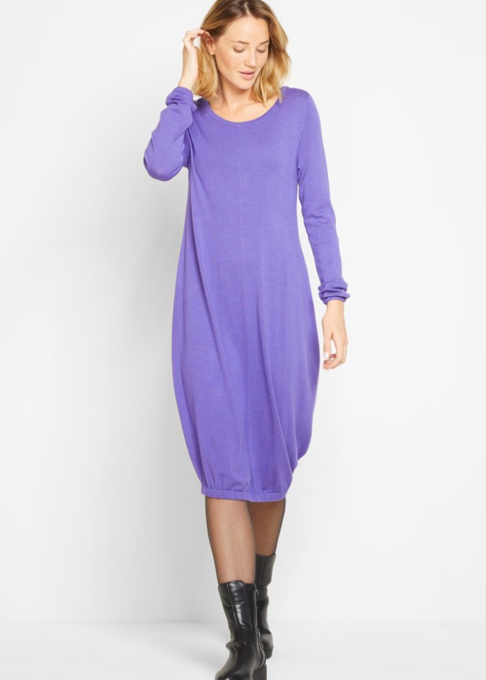 Feinstrickkleid in O-Silhouette, knieumspielend
