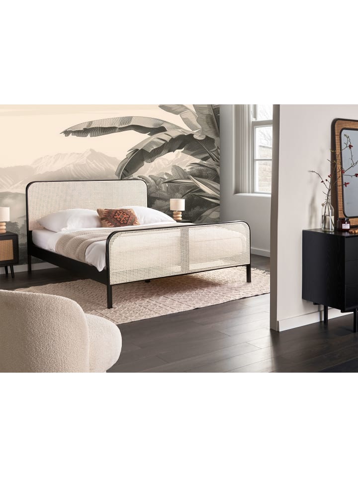 Beliani Doppelbett GONFARON in Schwarz/Braun - (W) 166 x (H) 108 x (L) 209 cm günstig kaufen onesize