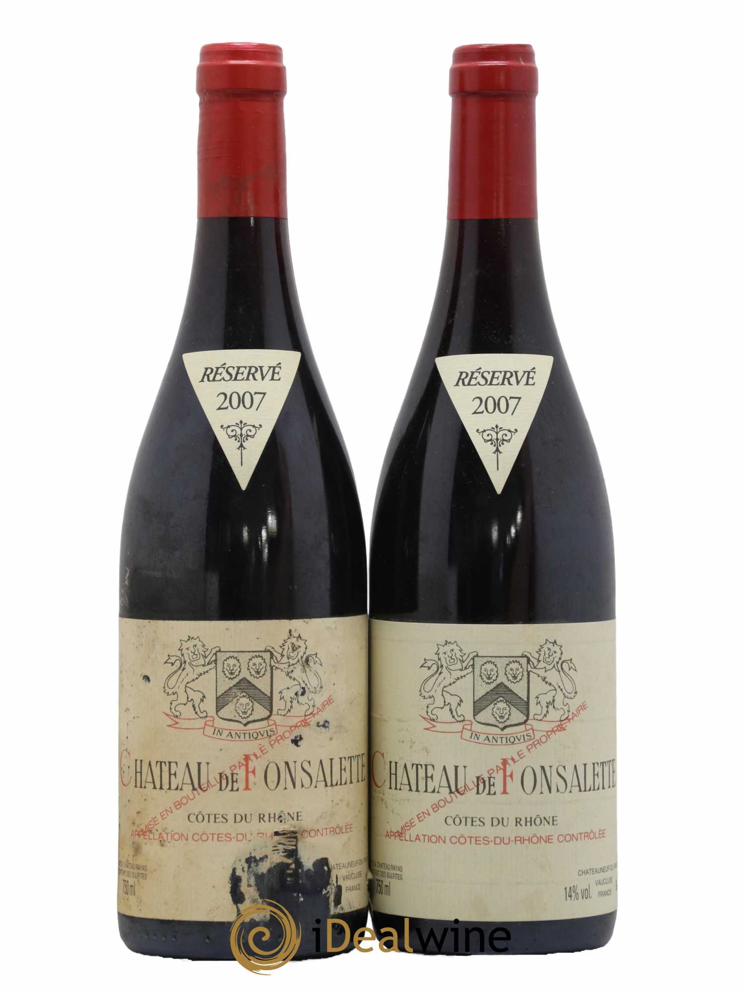 Côtes du Rhône Château de Fonsalette Emmanuel Reynaud  2007 - Lot de 2 Bouteilles