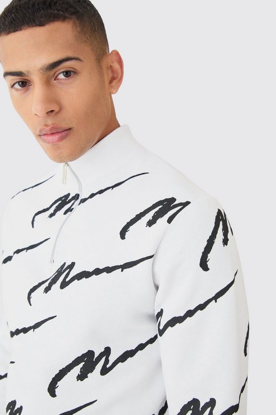 Slim-Fit Man Signature Trainingsanzug mit Print und Reißverschluss