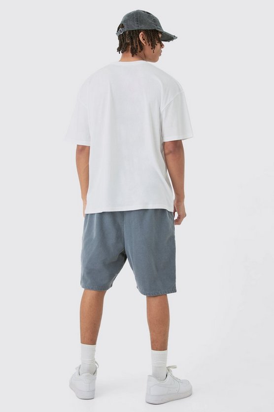 Oversize Shorts-Set mit Homme Graffiti Print
