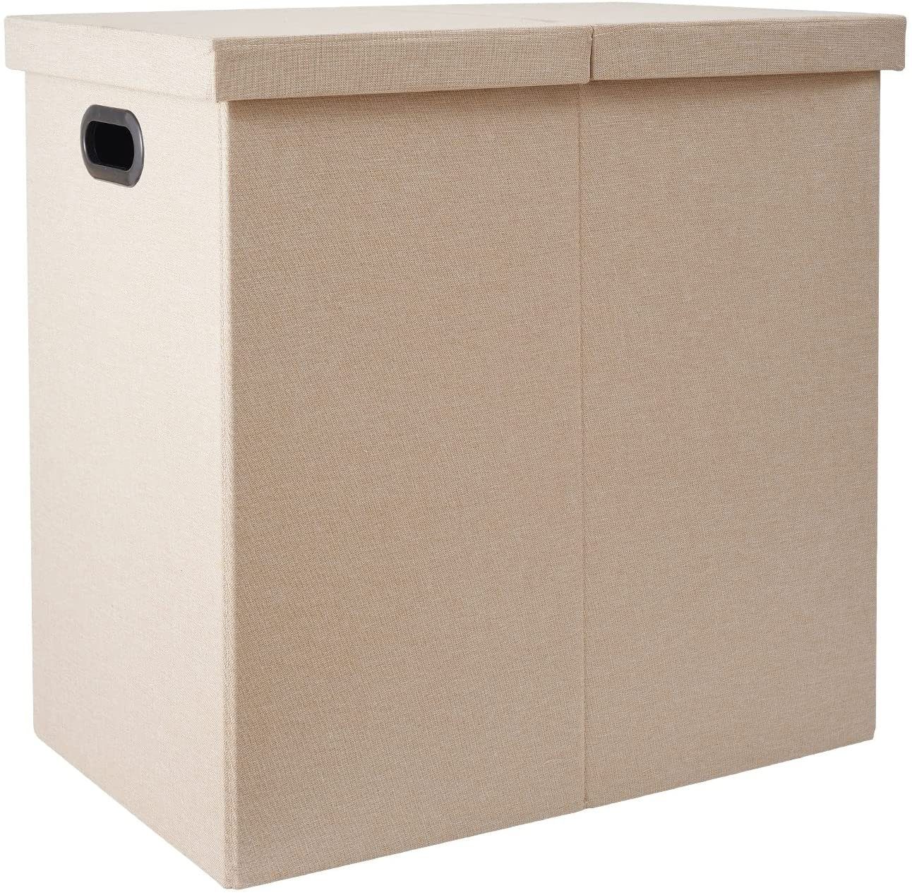 GREELUE Wäschekorb 115L Doppel-Wäschekorb mit Deckel,und abnehmbaren Wäschesäcke Faltbar, Schmutziger Kleiderkorb,Raumaufbewahrung für Schlafzimmer, Badezimmer