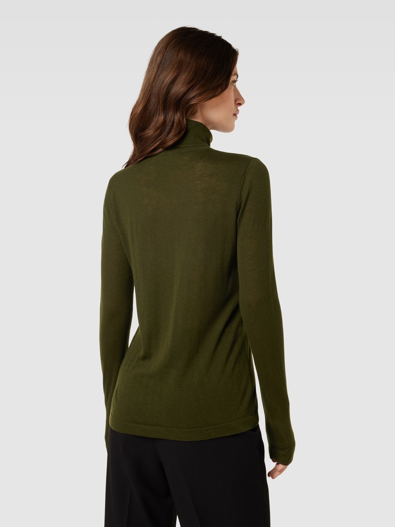 Strickpullover mit Rollkragen in olivgrün