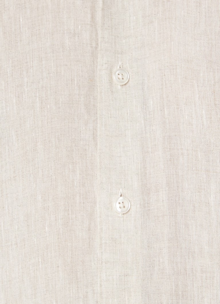 Camisa de linho Oscar Jacobson de corte regular com colarinho abotoado