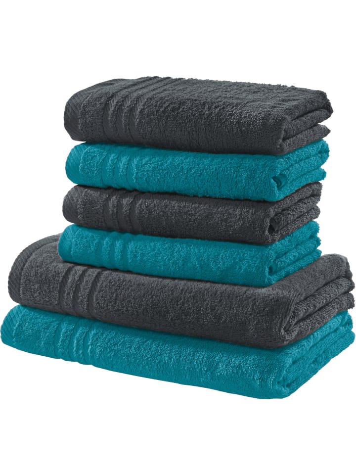 REDBEST Frottier Frottier-Set 2-farbig 6-tlg. New York in anthrazit-petrol günstig kaufen onesize