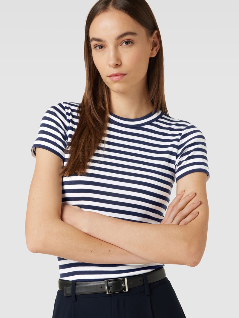 T-Shirt mit Streifenmuster und Rundhalsausschnitt in blau