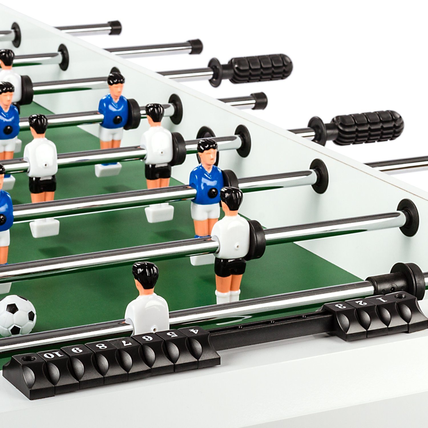 GAMES PLANET Kickertisch Games Planet Tischfussball „Glasgow“, Tischkicker, 5 Dekore: Holz/Schwarz/Blau/Soccer/Weiß, inkl. 2 Bälle, Kickertisch
