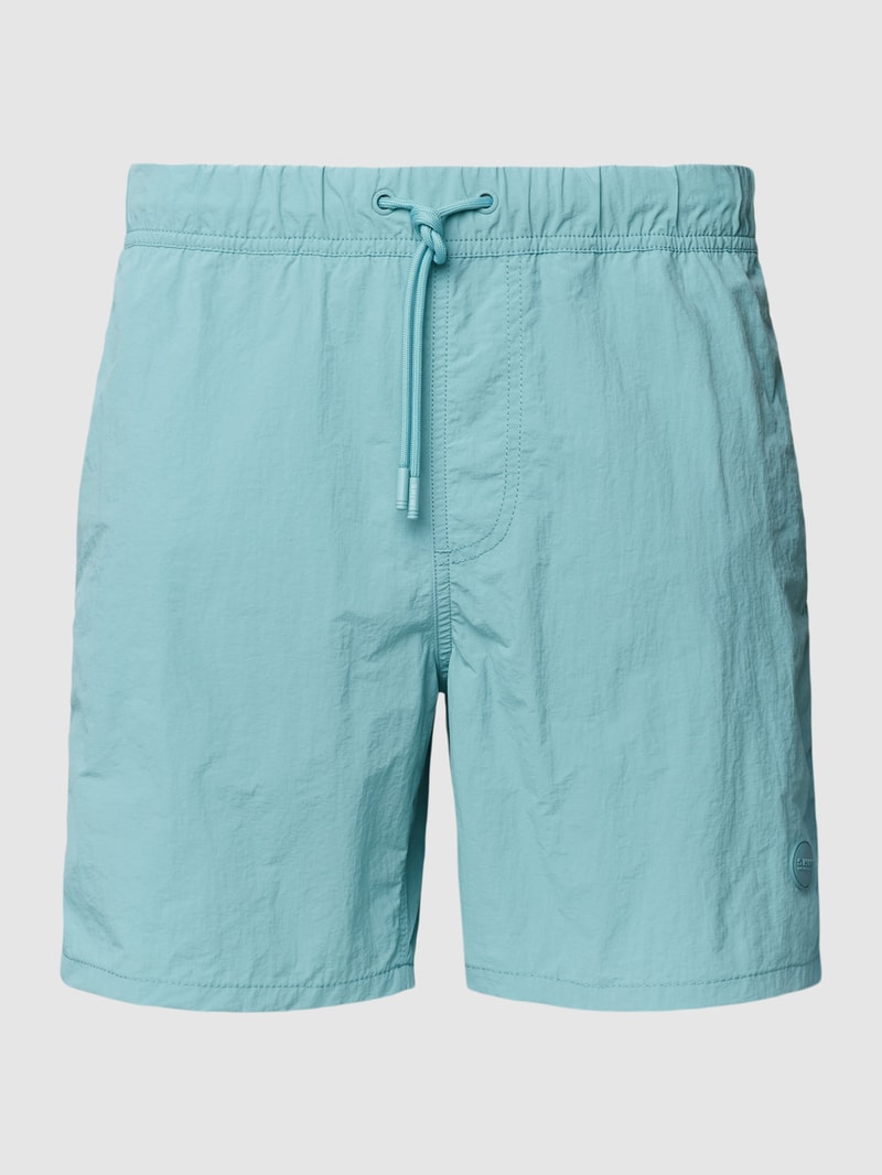 Badehose mit Label-Patch in hellblau