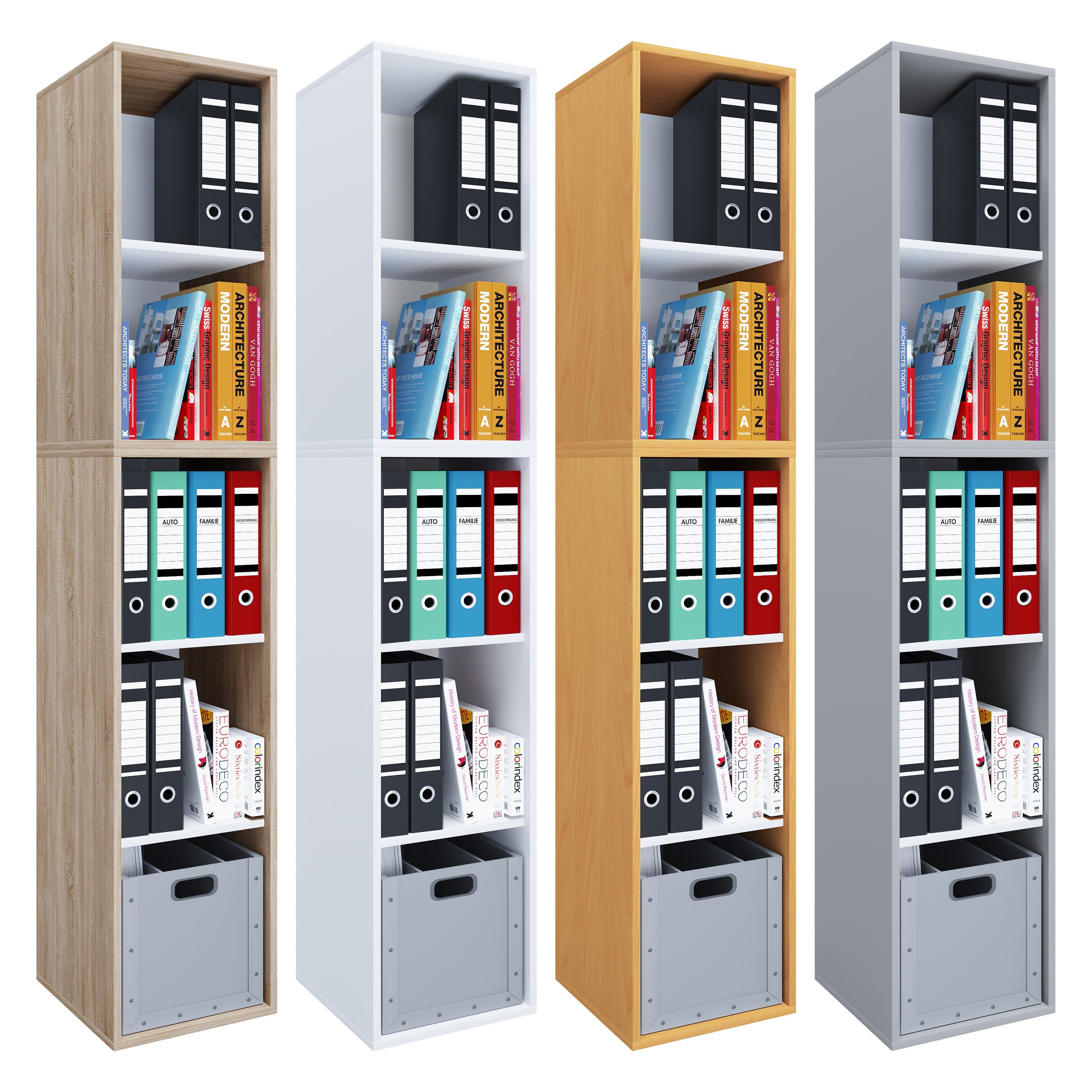 VCM Aktenregal Holz Büro Regal Bücher Ordner Aktenregal Lona l 5f, 1-tlg.